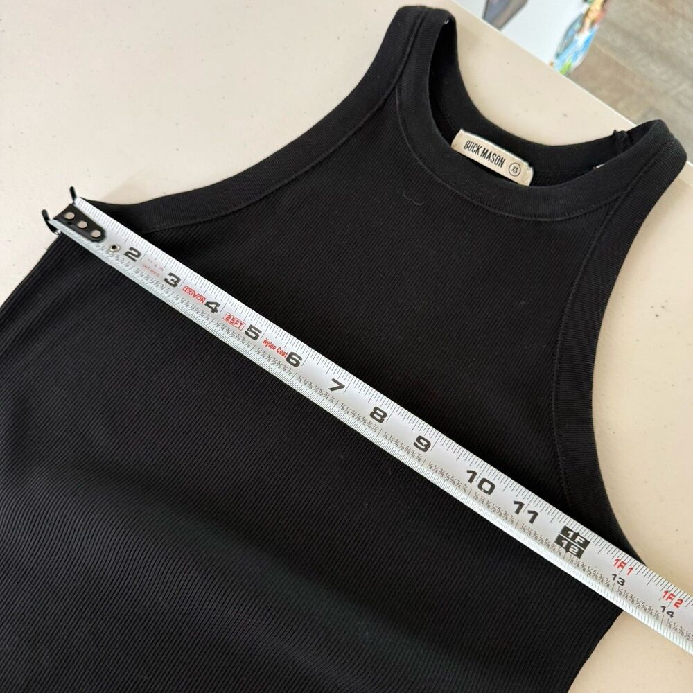 Buck Mason Surplus Rib Tank Maxi Dress XS Black Ribbed Cotton Minimalist Stretch - Picture 7 of 11